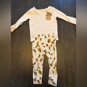 Old Navy Cream Kids Pajama Set with Forest Print